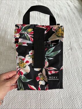 Roxy Black Floral Lunch Tote with Top Handle